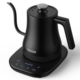 Electric Gooseneck Kettle Temperature Control Pour-Over Tea Kettle For Coffee Brewing;  Stainless Steel Inner;  1300W Rapid Heating;  Temp Holding Mat