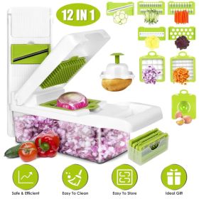 12 In 1 Vegetable Chopper With Container Kitchen Food Slicer Dicer Grater Peeler Egg Separator Hand Protector For Onion Salad Potato GPCT2055Pro