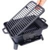Camping Stove Oval Cast Iron Grill Outdoor, Portable Charcoal Grill and Tabletop Cast Iron Skillet - 100% Cast Iron, Durable, Small Charcoal Grill
