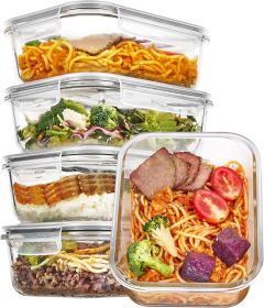5 Pack 35oz Glass Food Storage Containers with Lids, Meal Prep Containers, Airtight Reusable Lunch Container Set, Safe for Oven, Microwave, Freezer