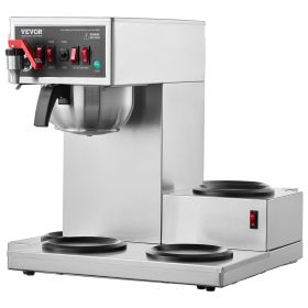 12 Cups Commercial Drip Coffee Maker with 3 Glass Carafes and 3 Warmers Office