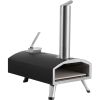 Portable Outdoor Oven, 12-inch Pizza Oven, Pellet & Chips & Charcoal Tri-Fuel, Iron Spray Pizza Grill, Includes Pizza Stone, Waterproof Cover, Shovel