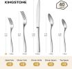 40-Piece Silverware Set for 8, Matte Stainless Steel Flatware Set with Forks, Knives, Spoons, Dishwasher Safe