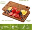 Bamboo Cutting Board for Kitchen Set of 3, Wooden Cutting Boards with Non-Slip Mat Deep Juice Groove and Built-In Handles