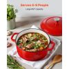 Enameled Cast Iron Dutch Oven, 6 Quart Pot with Lid and Dual Handles, Heavy-Duty Durable Cookware Pan, Oven Induction Compatible up to 500Fahrenheit