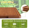 Bamboo Cutting Board for Kitchen Set of 3, Wooden Cutting Boards with Non-Slip Mat Deep Juice Groove and Built-In Handles