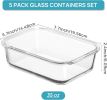5 Pack 35oz Glass Food Storage Containers with Lids, Meal Prep Containers, Airtight Reusable Lunch Container Set, Safe for Oven, Microwave, Freezer