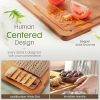 Astercook Deep-Carbonized Bamboo Cutting Boards for Kitchen with Wood Storage Stand