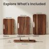 Wooden Cutting Boards for Kitchen, Double-Sided Cutting Board with Handle, Heavy Duty Solid Walnut Wood Cutting Board Set with Stand