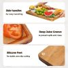 Acacia Wood Cutting Board for Kitchen, Set of 3 - Durable Thick Chopping Boards with Juice Grooves & Handles for Prep & Serving