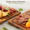 4-Pieces Wood Cutting Board, Bamboo Chopping Board for Kitchen with Holder, Cutting Boards Set with Juice Groove and Handles