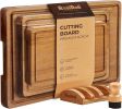 Acacia Wood Cutting Board for Kitchen, Set of 3 - Durable Thick Chopping Boards with Juice Grooves & Handles for Prep & Serving