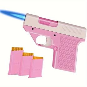 Windproof Adjustable Flame Lighter - Portable Liquid Gas Filling Igniter, Zinc Alloy Shell, Light Green And Pink Handle, Suitable For Camping, Barbecu (Option: Pink)