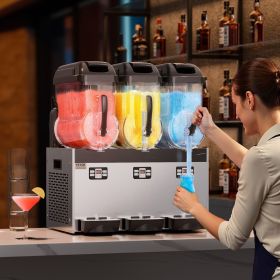 12Lx3 Tank Commercial Slushy Machine Margarita Smoothie Frozen Drink Maker (Option: Black)