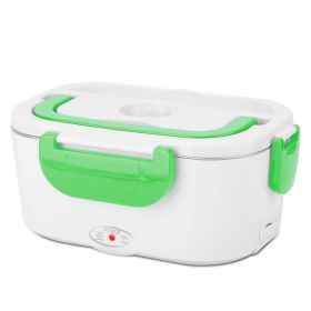 Electric Heating Lunch Box Food Heater Container Travel Thermal Bento Box Portable Food Warmer w/ 2 Removable Compartments 1 Free SpoonL (Option: Green)