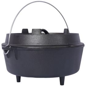 pre-Seasoned Cast Iron Dutch Oven With Skillet Lid, Outdoor Camping Deep Pot for Camping Fireplace Cooking BBQ Baking Campfire, Leg Base, 4.5 Qua (Color: as picture)